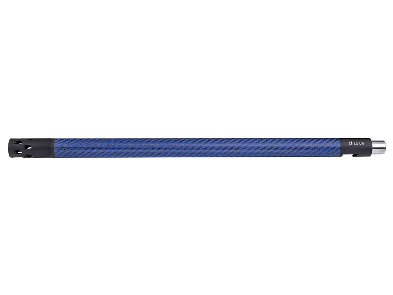 Lightweight Blue Carbon Fiber Barrel for 10/22 with Forward Blow Comp, Black Ends