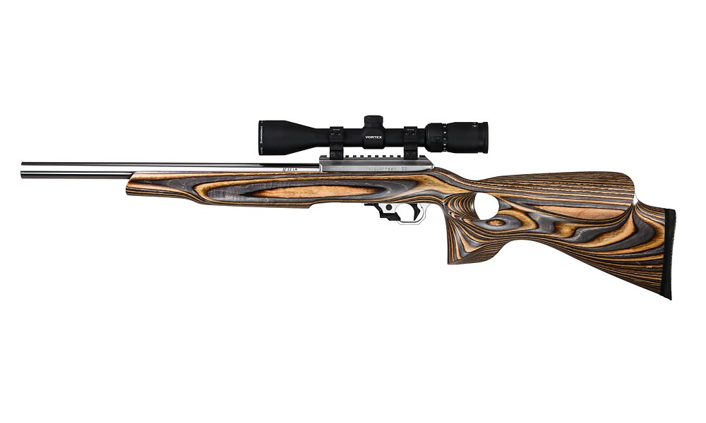 Classic, 22 LR with Brown/Gray Laminated Thumbhole Silhouette Stock, No Threads